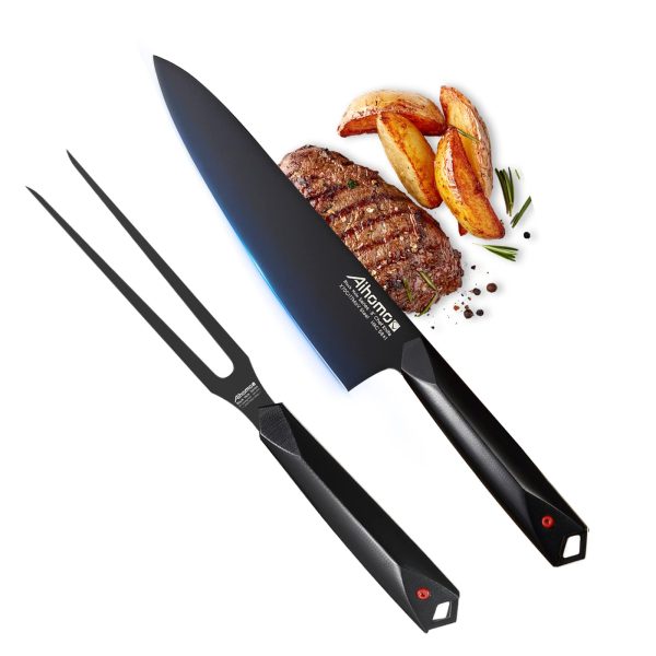 Aihomo Black Chef Knife & Carving Fork