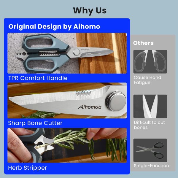 Aihomo All Purpose Kitchen Scissors with Herb Stripper