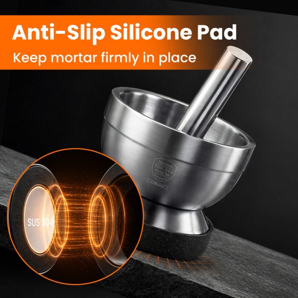Aihomo 304 Stainless Steel Mortar and Pestle Set