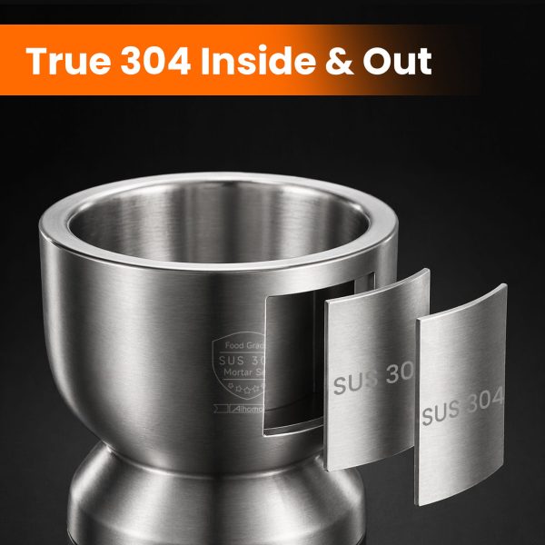 Aihomo 304 Stainless Steel Mortar and Pestle Set