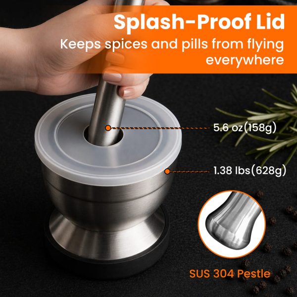 Aihomo 304 Stainless Steel Mortar and Pestle Set
