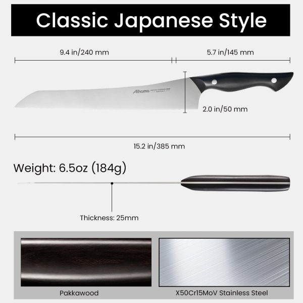 10 Inch Offset Bread Knife German Stainless Steel