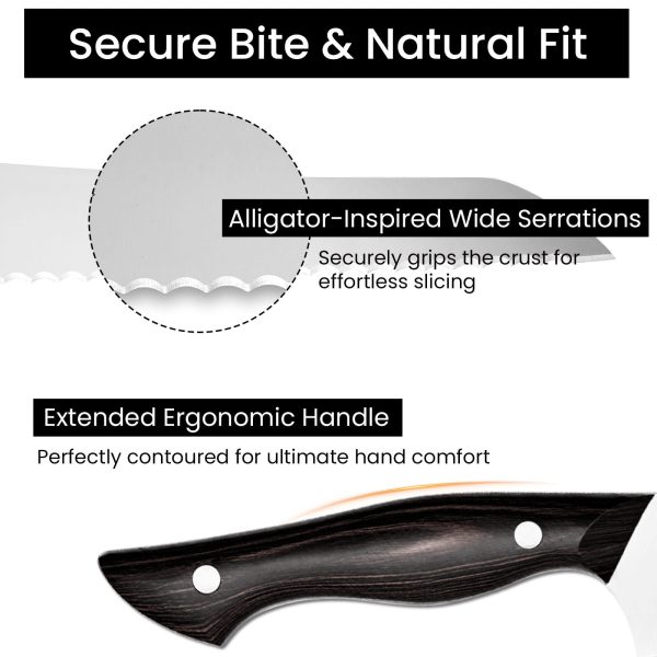 10 Inch Offset Bread Knife German Stainless Steel