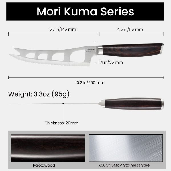 5.5 Inch Offset Cheese Knife Wide Serrated Edge