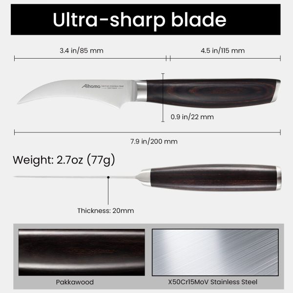 3.5 Inch Bird Beak Paring Knife