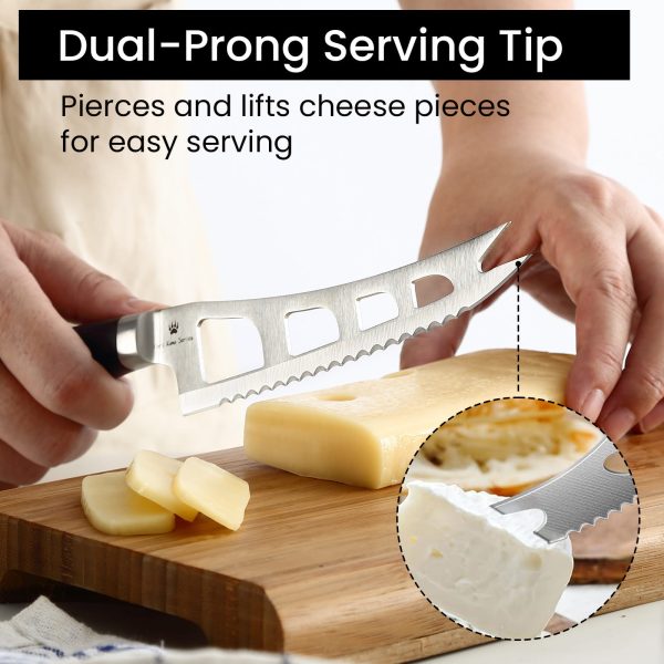 5.5 Inch Offset Cheese Knife Wide Serrated Edge