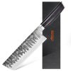 Nakiri Knife 6.5 Inch Brown Pakkawood Handle
