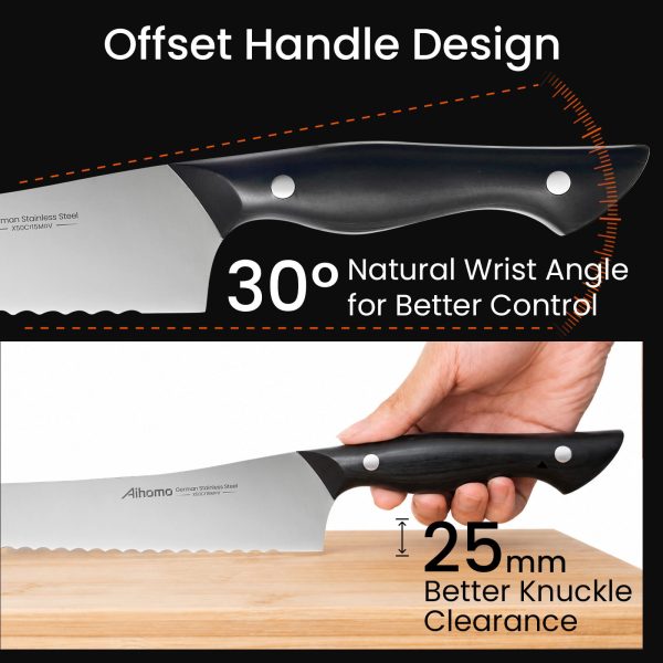 10 Inch Offset Bread Knife German Stainless Steel